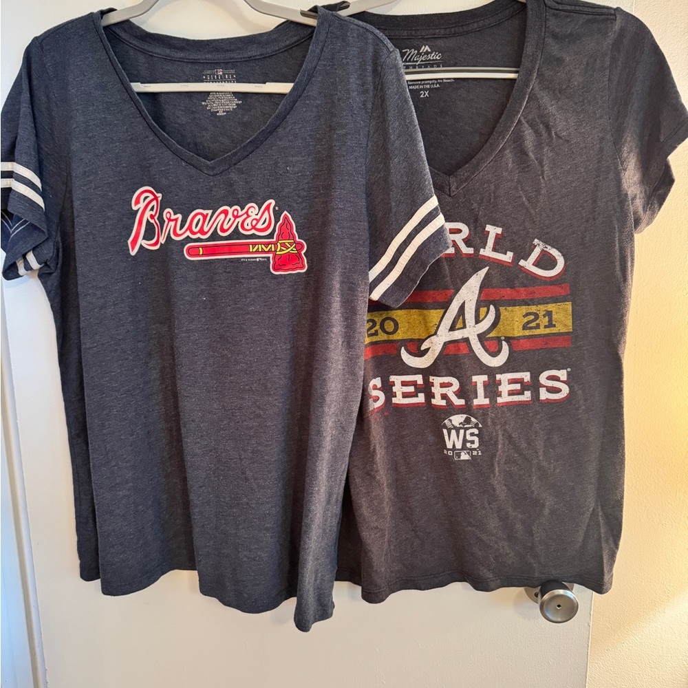 Genuine Merchandise vneck Navy Braves World Series  Tshirt XXL